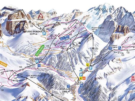 Ski Map Val Di Fassa Carezza Italy