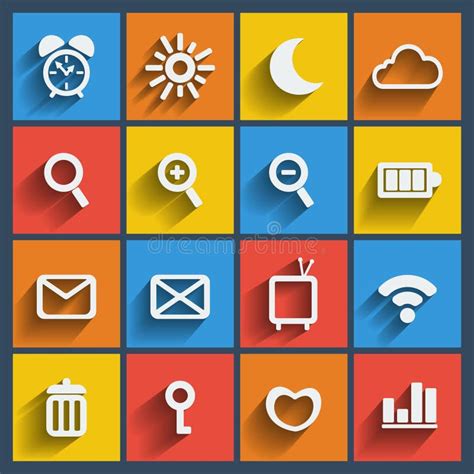 Set Of 16 Web And Mobile Icons Vector Stock Vector Illustration Of