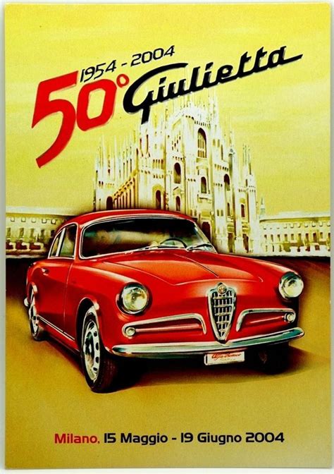 Cartoncino Pubblicitario Auto Alfa Romeo 50° Giulietta 1954 2004