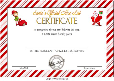 Free certificate template printable award certificates achievement templates. Santa's Nice List Certificate Template Free / Santa Nice List Free Printable Certificate ...