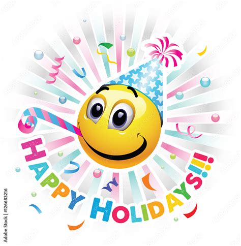 Happy Holidays Greeting Card Smiley Celebrating Smiley Being Cheerful