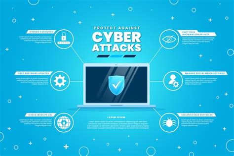 Proteger contra ataques cibernéticos infografía Vector Premium