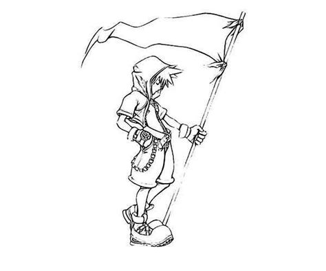 This site uses affiliate links. Sora Holding a Flag Coloring Page - NetArt