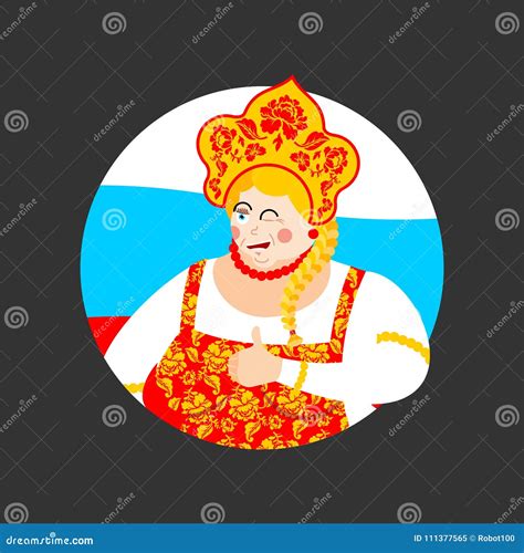Russia Thumbs Up And Winks Girl Russian Woman Happy Stock Vector Illustration Of Hand