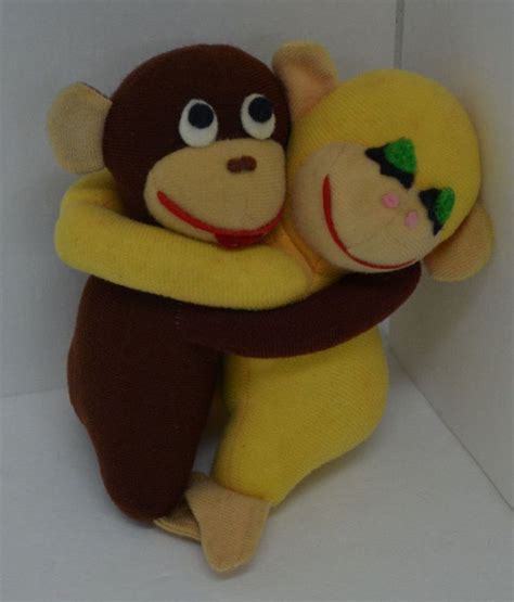 Vintage Knickerbocker Embraceables Monkeys Plush Hugging Love Stuffed 7