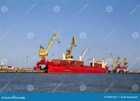 Cargo Ship Docked In Port Stock Image Image Of Terminal 24021031