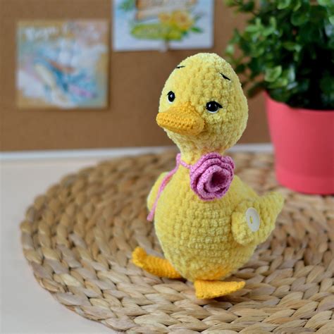 Crochet Stuffed Duck Toy Plush Duck Stuffed Animal Toy Knit Cute