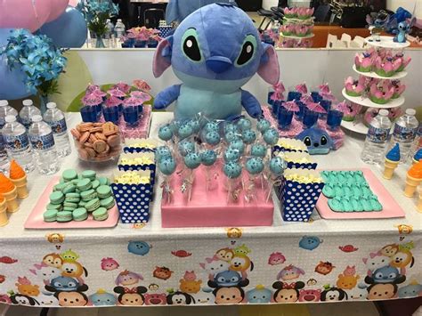 Tsum Tsum Lilo And Stitch Theme Kids Birthday Party Blue And Pink Color