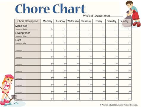 Downloadable Chore Chart Template For Your Needs