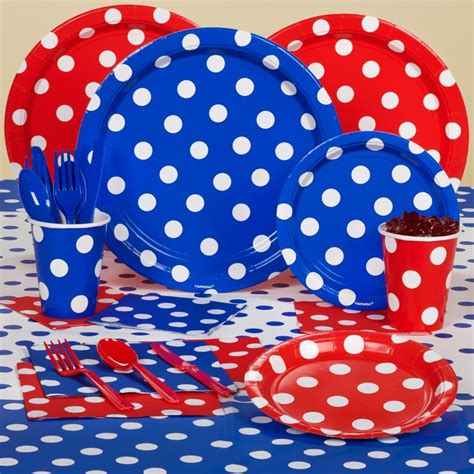 Red And Blue Polka Dot American Party Pack Polka Dot Party Polka Dots Minnie Mouse Party