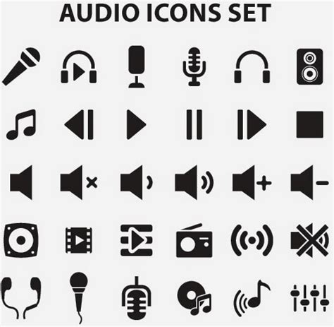 Audio Icons Set Vectors Graphic Art Designs In Editable Ai Eps Svg