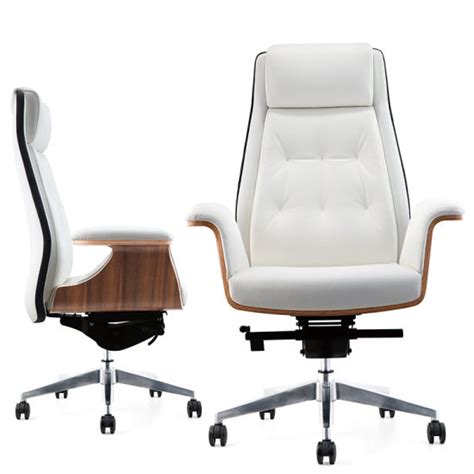 China Elegant Warm White Leather Office Chair High Back Executive