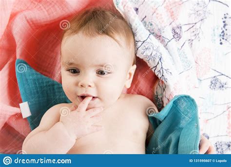 Baby Under A Towel Age Of 10 Months Stock Image Image Of Cheerful