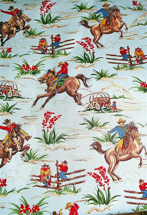 Western Cowboy Themed Fabric By The Yard 100 Cotton
