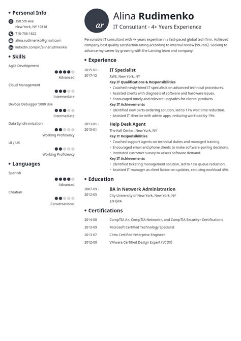 Resume format and layout guidance. It Resume Samples For Experienced Professionals ...