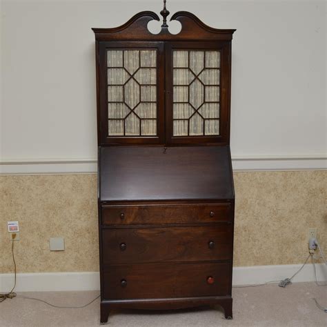 Vintage Walnut Secretary Desk By Rockford Cabinet Company Ebth