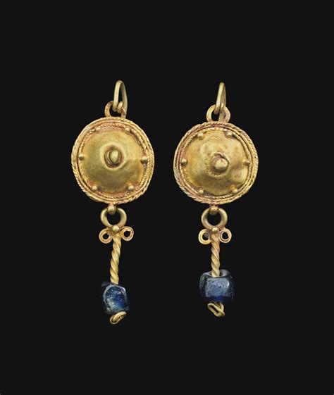 A Pair Of Roman Gold And Glass Earrings Circa 2nd 3rd Century A D Christie S