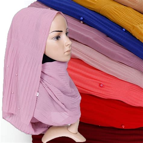 Fashion Crinkle Bubble Chiffon Hijabs Scarf Plain Shawls Muslim Scarves Headscarf Wraps Headband