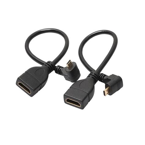 90270 Degree Right Angle Micro Hdmi Male To Hdmi Female Cable Adapter