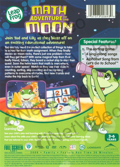 Leapfrog Math Adventure To The Moon With 26 Flashcards On Dvd Movie