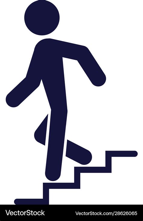 Silhouette Human Going Down Stairs Signal Vector Image