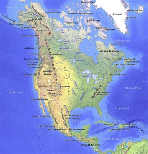 Rocky Mountains On World Map North America Map Physical Map America Map