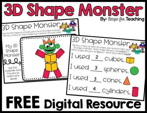 3d Shape Monster Recipe For Teaching