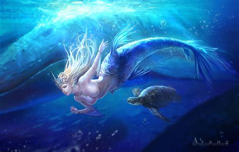 Artstation Mermaid Taekwon Kim A Rang Mermaid Mermaid Drawings Monster Characters