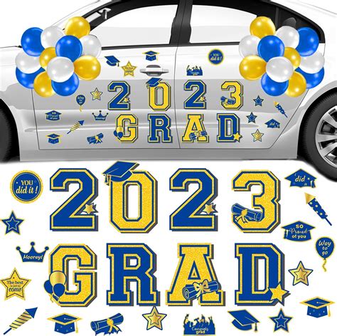 43 Pcs Graduation Car Reflective Magnets Balloons Grad 2023