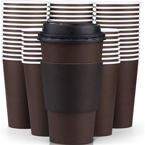 Promora 100 Pack Disposable Coffee Cups With Lids 16 Oz Quality 16 Oz