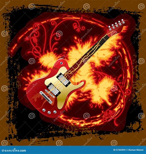 Guitarra Eléctrica Del Fuego Ilustración Del Vector Ilustración De