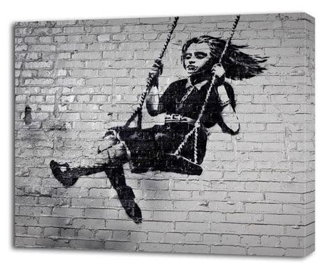 Banksy Girl Swing Canvas Print Wall Decor Art Graffiti Street Painting
