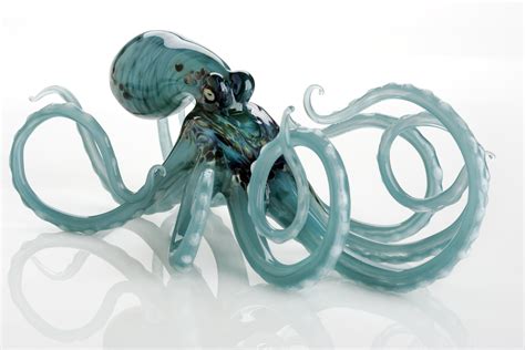 Octopus In Aqua By Jennifer Caldwell And Jason Chakravarty Art Glass Sculpture Artful Home