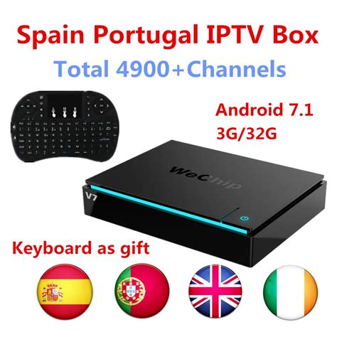 Best Spanish IPTV Box WechipV7 Android 7 1 TV Box Amlogic S912 3G 32G