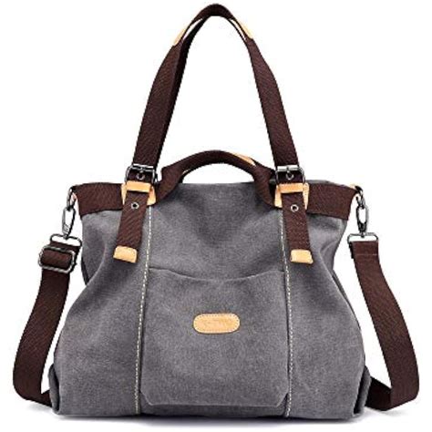 Women Canvas Hobo Bags Vintage Purse Handbag Shoulder Crossbody Gray