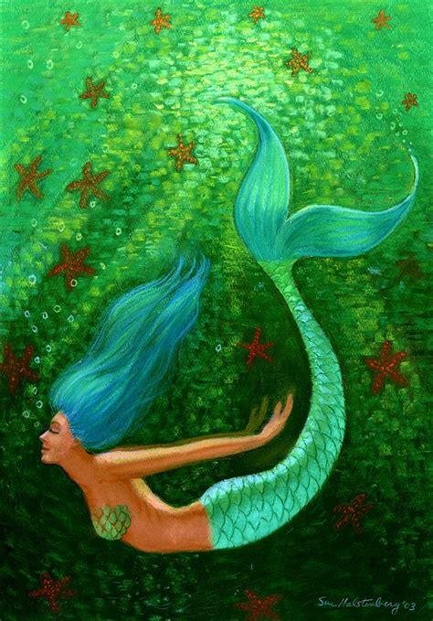 Diving Mermaid Fantasy Art Painting By Sue Halstenberg Pixels