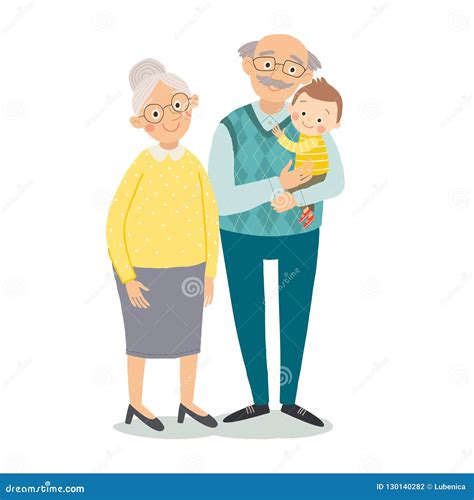 Grandmother And Grandfather Walking With Sticks Vector Illustration