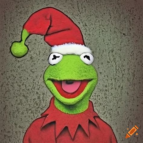 Kermit The Frog On A Christmas Card