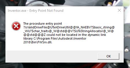 The feature is functional on … Inventor 2018 Entry Point not found - Autodesk Community