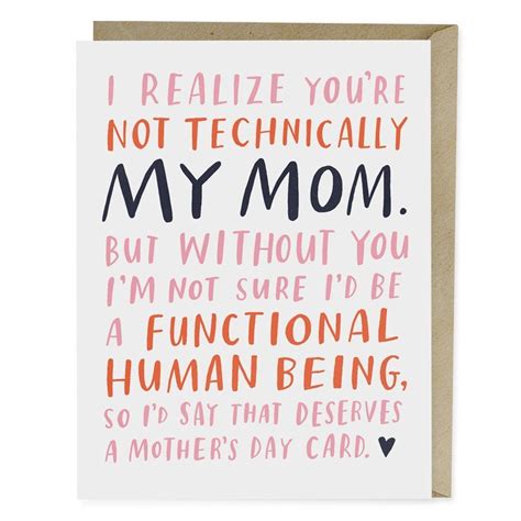 Not Technically My Mom Mothers Day Card Mom Cards Happy Mother Day