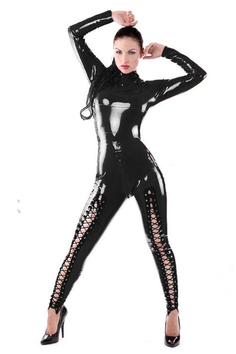 Sexy Patent Leather Ds Black Tights Jumpsuit Costume Role Playing