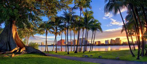 Sunset Over Downtown West Palm Beach From Palm Beach Island Justin Kelefas Fine Art Photography