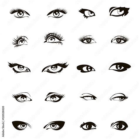 Woman Eyes Vector Beautiful Female Eye Set Or Ink Drawing Stock Vector