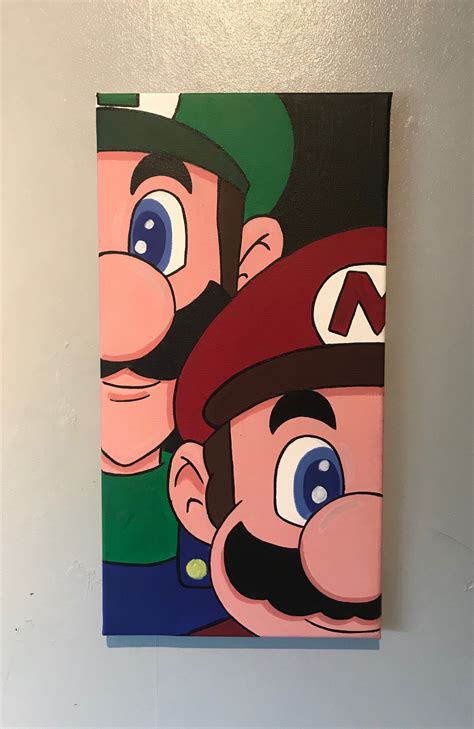 Mario Brothers Duo Canvas Cartoon Painting Cute Canvas Paintings