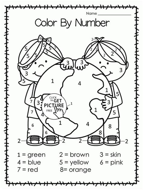 Earth Color By Number Earth Day Coloring Page For Kids