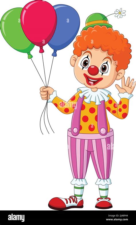 Cartoon Happy Clown Holding Colorful Balloons Stock Vector Image Art