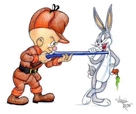 warner bros animator virgil ross original drawing bugs bunny elmer