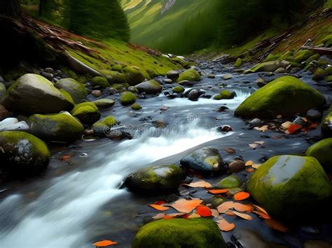 Image Of The Slow Exposure Photography Of Water Streaming Down From The