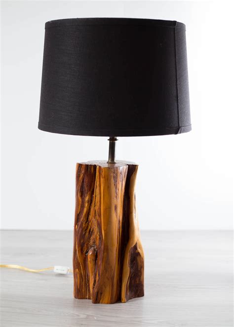 Wood Table Lamp Vintage Hickory Style Live Edge Wood Stump Accent