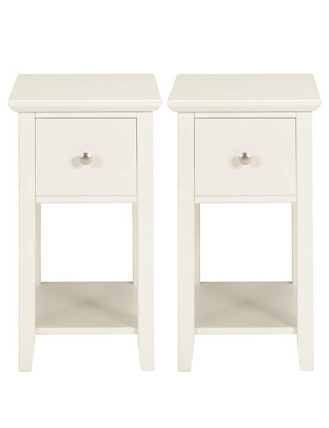 Lamps and accessories will generally have more surface space on a rectangular table. Bedroom: Appealing Narrow Nightstand For Bedroom Furniture ...